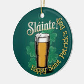 Slàinte! St. Patrick's Day Pint of Beer on Green Keramik Ornament (Links)