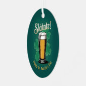 Slàinte! St. Patrick's Day Pint of Beer on Green Ornament Aus Metall (Vorderseite links)