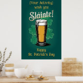 Slàinte! St. Patrick's Day Pint of Beer on Green Poster (Küche)