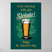 Slàinte! St. Patrick's Day Pint of Beer on Green Poster (Vorne)