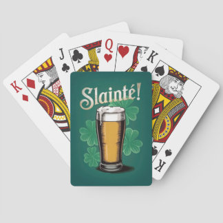 Slàinte! St. Patrick's Day Pint of Beer on Green Spielkarten