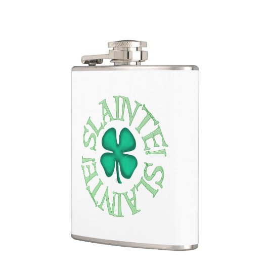 Slainte w clover white wrapped flask flachmann (Links)
