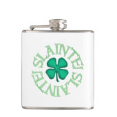 Slainte w clover white wrapped flask flachmann (Vorderseite)