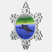 Slalom-Wasser-Ski-Weihnachtsverzierung Schneeflocken Zinn-Ornament (Rechts)