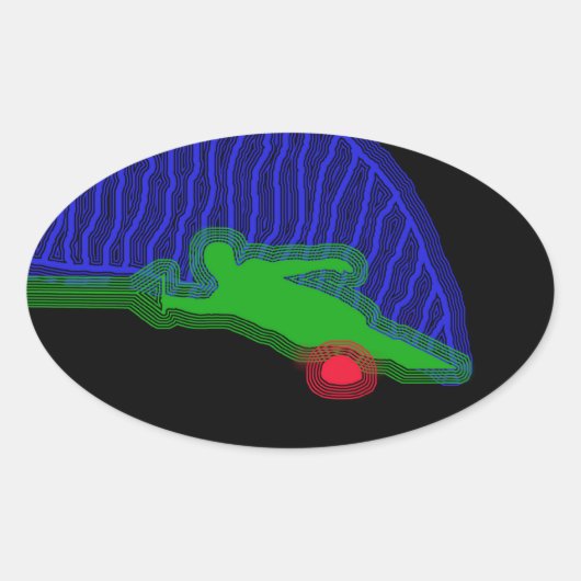 Slalom Water Skier Neon Spray Ovaler Aufkleber (Vorderseite)