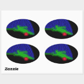 Slalom Water Skier Neon Spray Ovaler Aufkleber (Blatt)