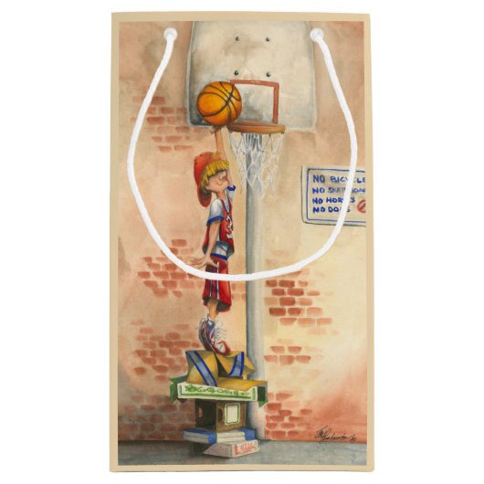 Slam Dunk auf Basketball Hoop von Jay Throckmorton Kleine Geschenktüte (Rückseite)
