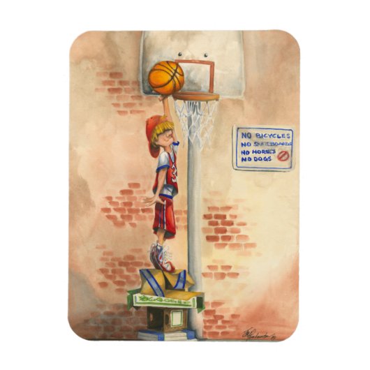 Slam Dunk auf Basketball Hoop von Jay Throckmorton Magnet (Vertikal)