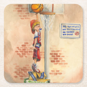 Slam Dunk auf Basketball Hoop von Jay Throckmorton Rechteckiger Pappuntersetzer