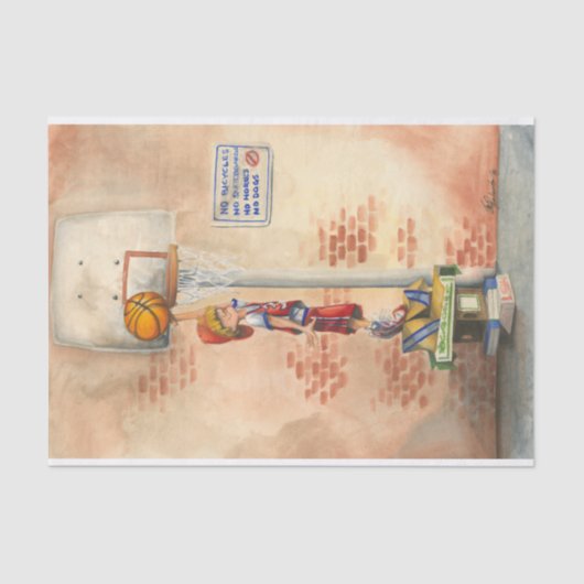 Slam Dunk auf Basketball Hoop von Jay Throckmorton Seidenpapier (Vorderseite)