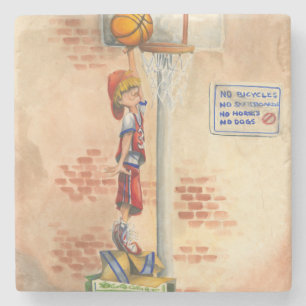 Slam Dunk auf Basketball Hoop von Jay Throckmorton Steinuntersetzer