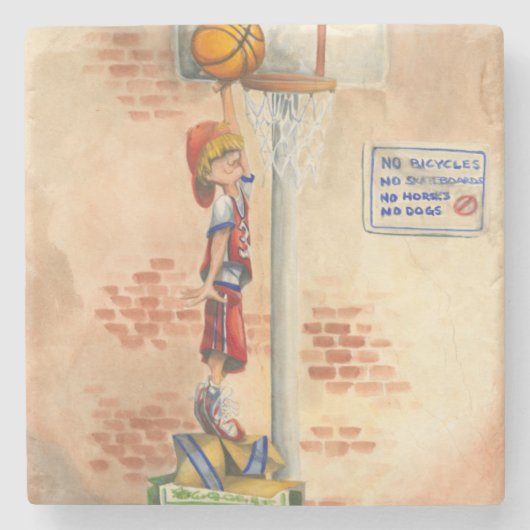 Slam Dunk auf Basketball Hoop von Jay Throckmorton Steinuntersetzer (Vorderseite)