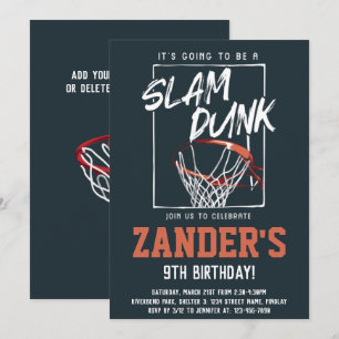 Slam Dunk Basketball Geburtstagsparty, jedes Alter Einladung