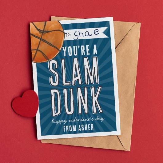 Slam Dunk Basketball-Klassenzimmer Valentine Card Einladung