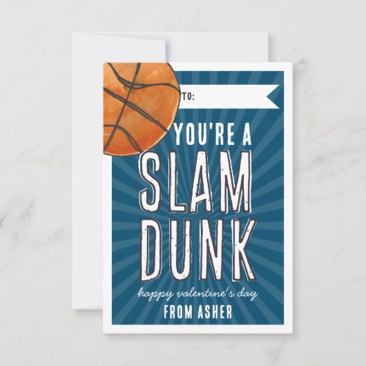 Slam Dunk Basketball-Klassenzimmer Valentine Card Einladung (Vorderseite)