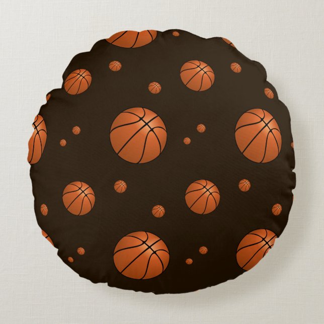 Slam Dunk Basketball Pattern Sports Rundes Kissen (Vorderseite)