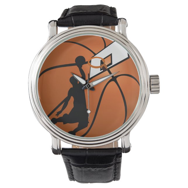 Slam Dunk Basketball Player mit Hoop on Ball Armbanduhr (Vorderseite)