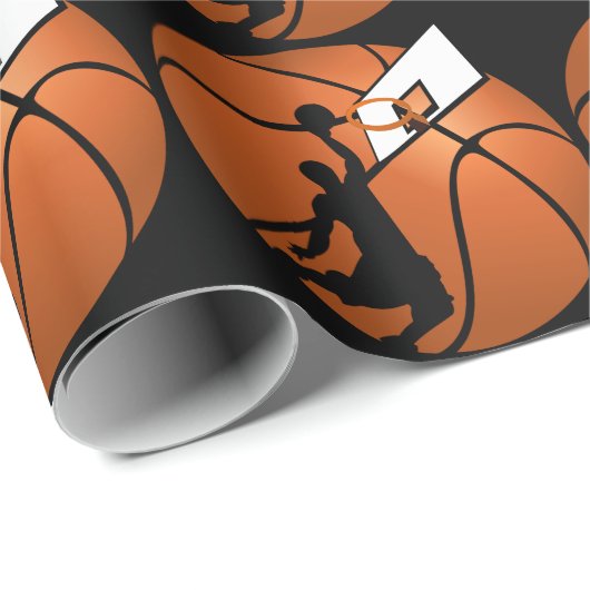 Slam Dunk Basketball Player mit Hoop on Ball Geschenkpapier (Rolleneckpunkt)