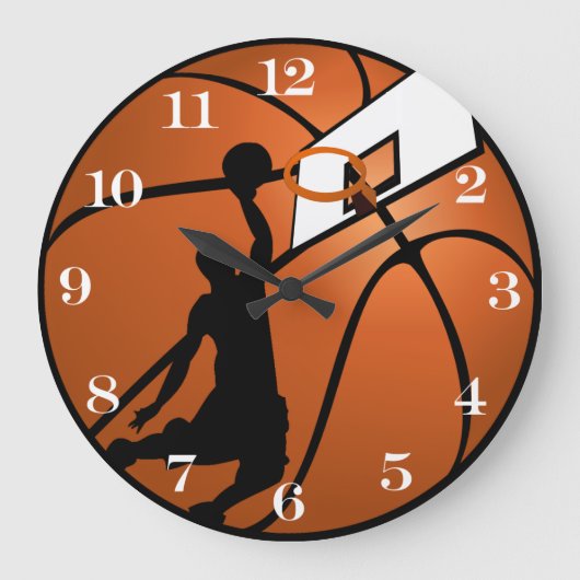 Slam Dunk Basketball Player mit Hoop on Ball Große Wanduhr (Vorderseite)