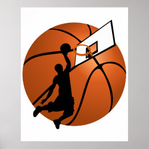 Slam Dunk Basketball Player mit Hoop on Ball Poster