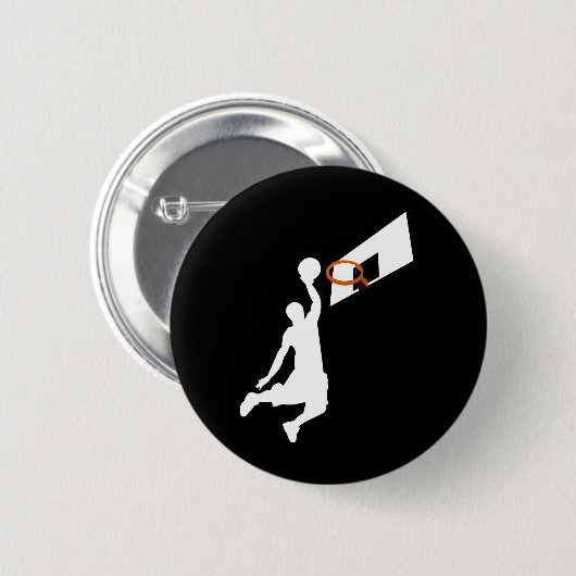 Slam Dunk Basketball Player - Weiße Silhouette Button (Vorne & Hinten)