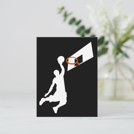Slam Dunk Basketball Player - Weiße Silhouette Postkarte (Stehend Vorderseite)