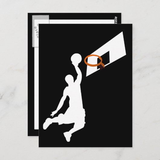 Slam Dunk Basketball Player - Weiße Silhouette Postkarte (Vorne/Hinten)