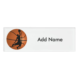 Slam Dunk Basketball Spieler auf Basketball Namenschild