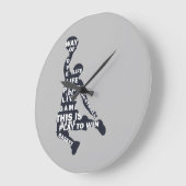 Slam dunk Basketballspieler mit Volltext Große Wanduhr (Winkel)