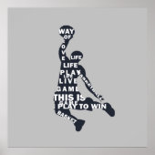 Slam dunk Basketballspieler mit Volltext Poster (Vorne)