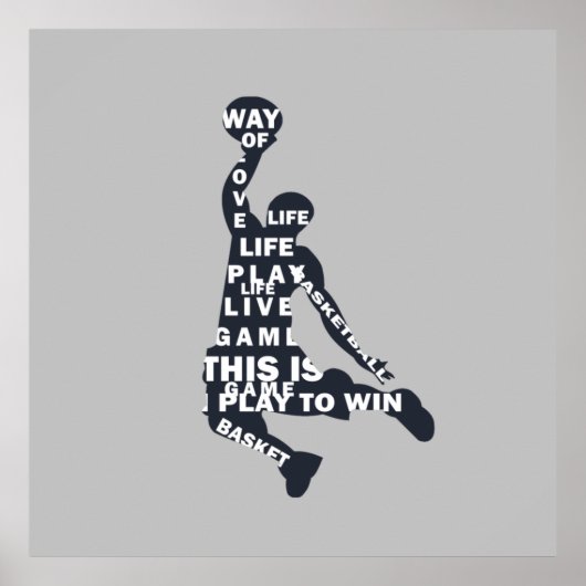 Slam dunk Basketballspieler mit Volltext Poster (Vorne)