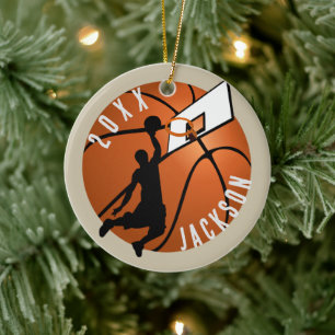 Slam Dunk! Basketballspieler Weihnachten Keramik Ornament