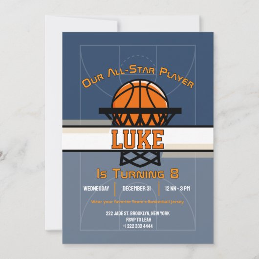 Slam Dunk Birthday Bash Einladung (Vorderseite)