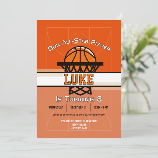 Slam Dunk Birthday Bash Einladung (Stehend Vorderseite)