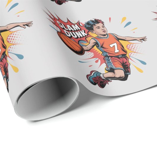 Slam Dunk Boy Birthday Bash Geschenkpapier (Rolleneckpunkt)