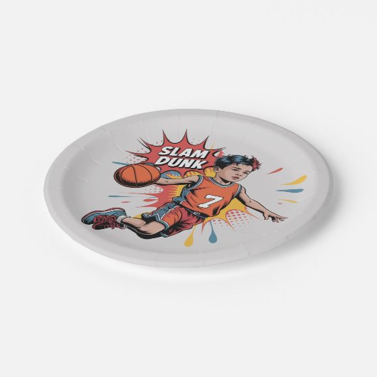 Slam Dunk Boy Birthday Bash Pappteller (Schrägansicht)