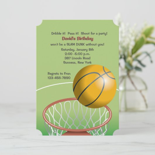 Slam Dunk Einladung (Stehend Vorderseite)