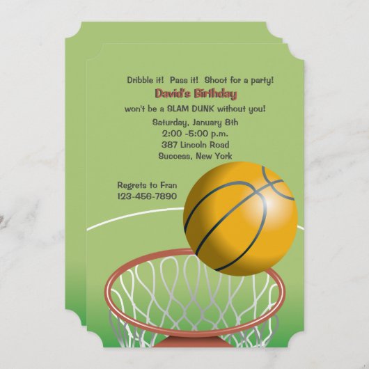 Slam Dunk Einladung (Vorne/Hinten)