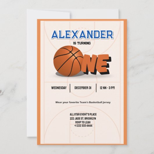 Slam Dunk Einladung zum ersten Geburtstag (Vorderseite)