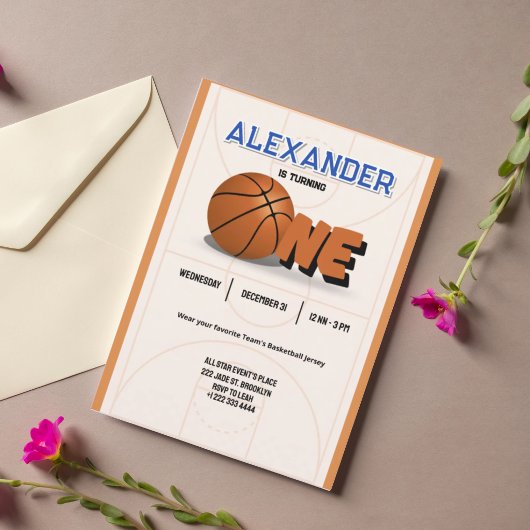 Slam Dunk Erste Geburtstagsfeier Einladung