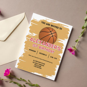 Slam Dunk Erste Geburtstagsfeier Einladung