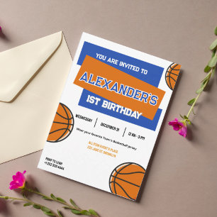 Slam Dunk Erste Geburtstagsfeier Einladung