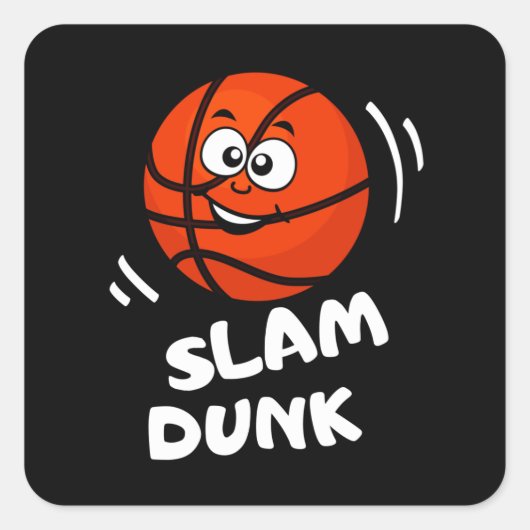 Slam Dunk Funny Basketball Kinder Sport Quadratischer Aufkleber (Vorderseite)
