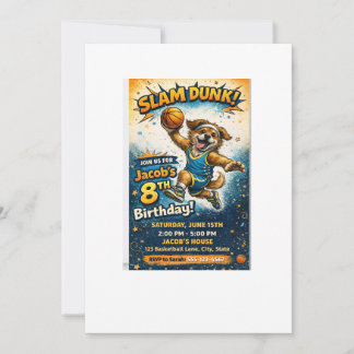 Slam Dunk Geburtstagseinladung – Spaßiger Basketba Einladung