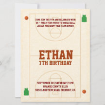 Slam Dunk Kids Basketball Birthday Invitation 