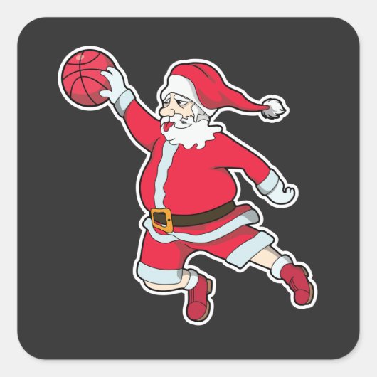 Slam Dunk Santa Claus Quadratischer Aufkleber (Vorderseite)
