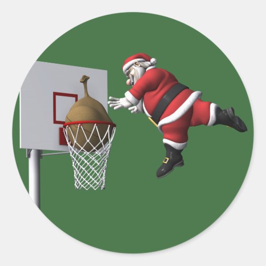 Slam Dunk Santa Claus Runder Aufkleber (Vorderseite)