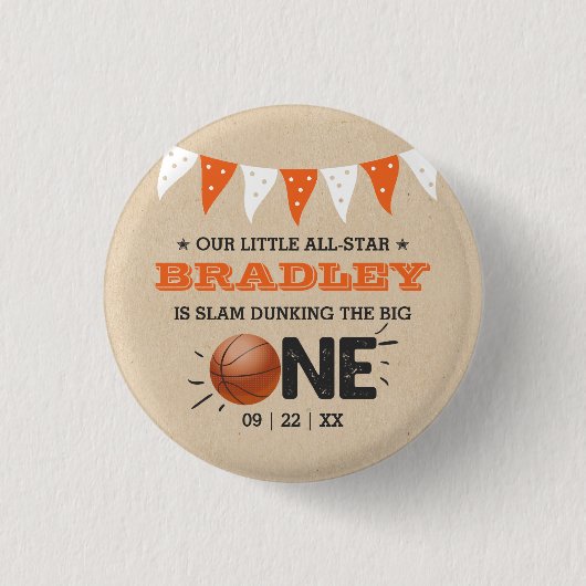 Slam Dunkelheit des Großen | Basketball 1. Geburts Button (Vorderseite)