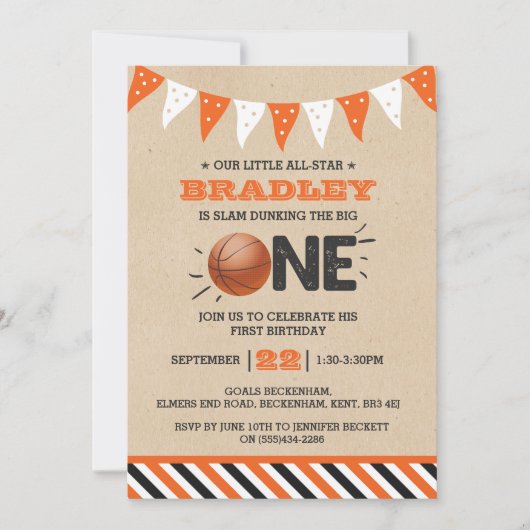 Slam Dunkelheit des Großen | Basketball 1. Geburts Einladung (Vorderseite)