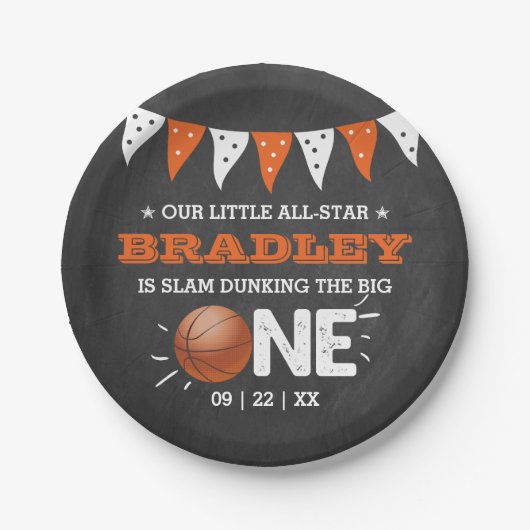 Slam Dunkelheit des Großen | Basketball 1. Geburts Pappteller (Vorderseite)